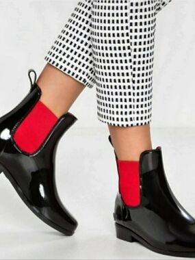 Lauren Ralph Lauren Tally Short Rain Boot Black & Red US 9